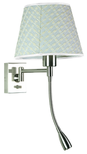 Arbotante 2078 doble luz .pantalla tela y brazo movible